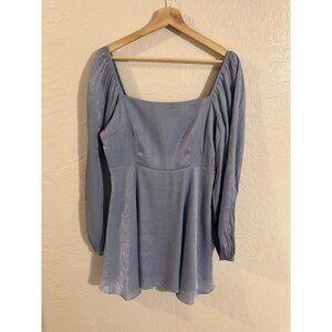 NWT Forever 21 Peasant Sleeve Square Neck Glitter Babydoll Retro Mini Dress